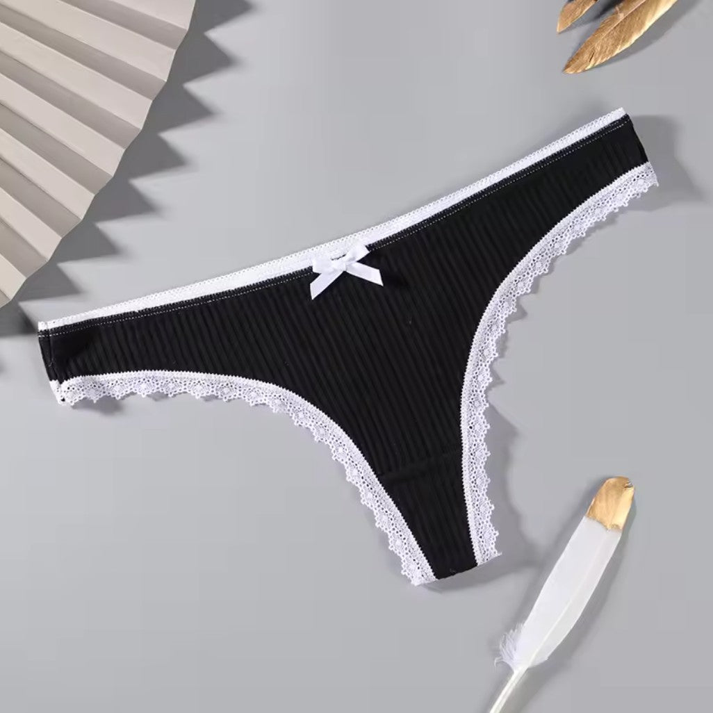 Bowknot Lace Trim Thong