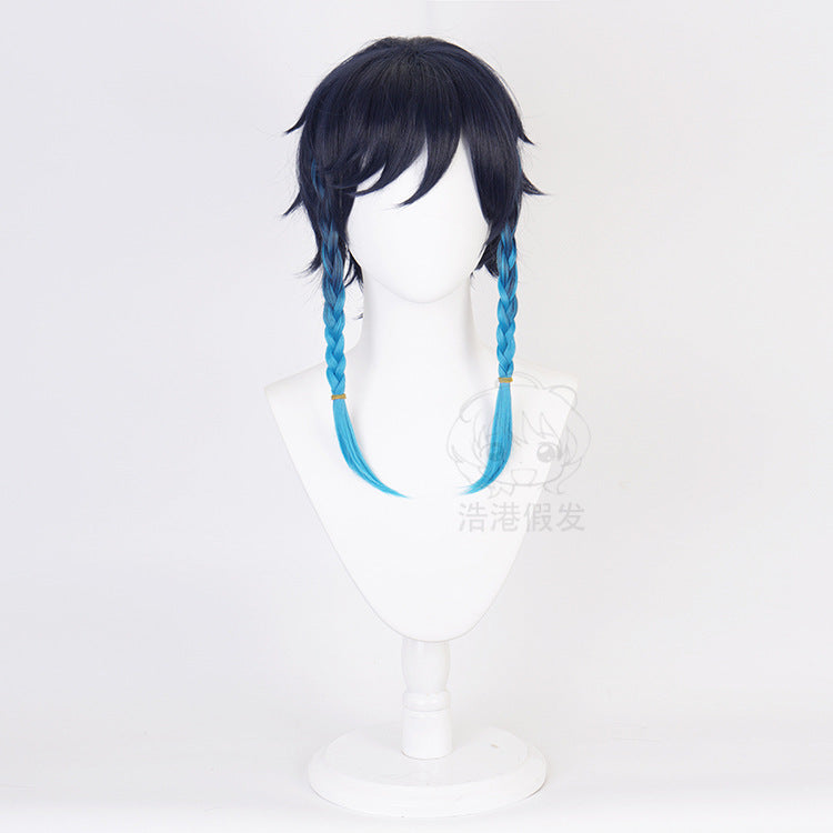 FemboyBox femboy wig blue black braided teal tips cosplay heat resistant mid length
