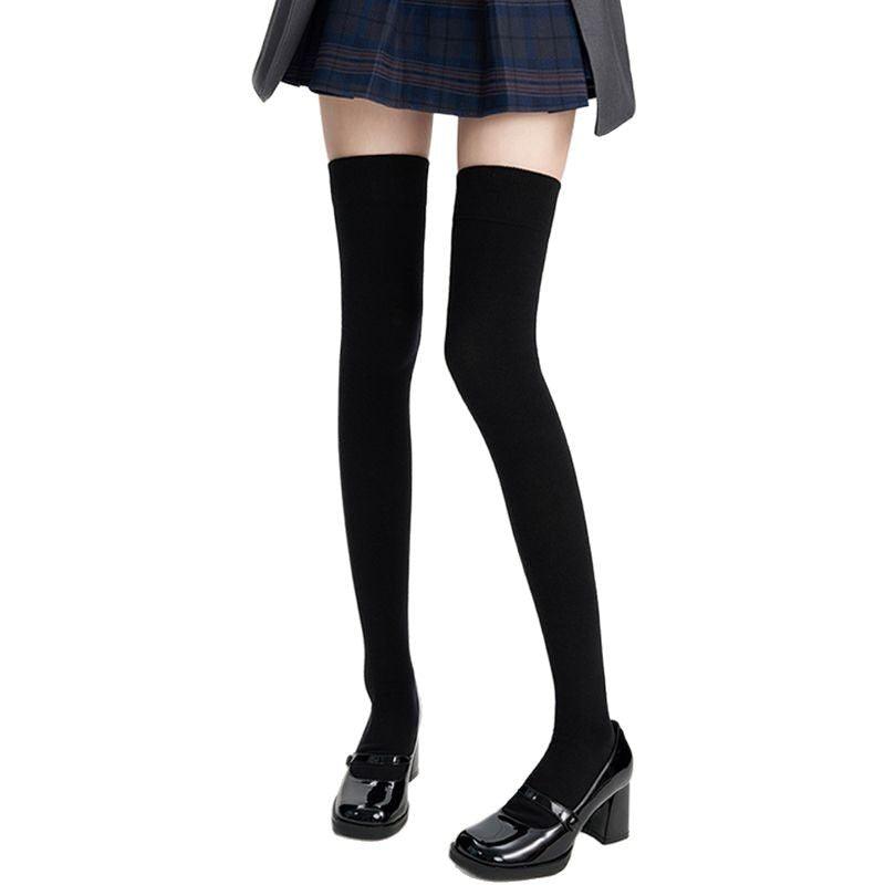 Femboy thigh highs black velvet cat paw silicone grip 70cm on model