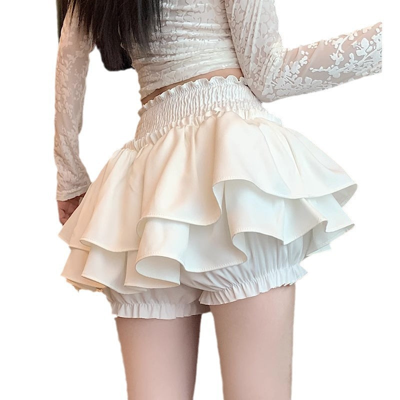 Femboy Elastic A-Line Skirt back white
