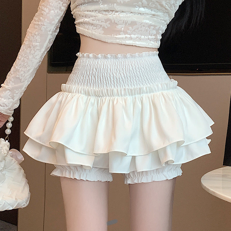 A-line femboy skirt close-up — white detail.