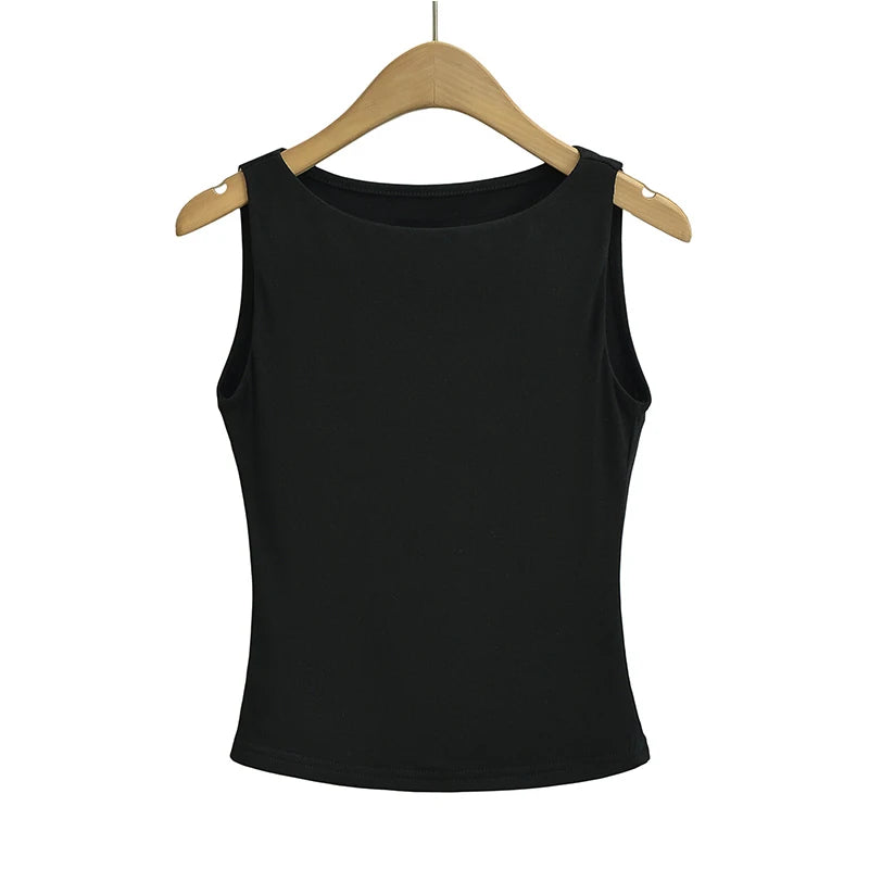Femboy sleeveless crop top black ice silk flat lay