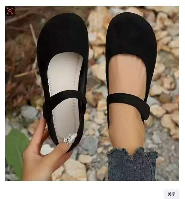 Femboy shoes black ballet mary jane flat square toe velcro strap top view