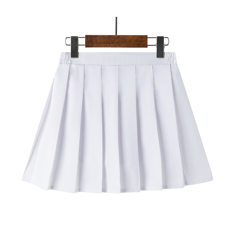 Solid white pleated skirt in pastel femboy style with a cute minimalist aesthetic