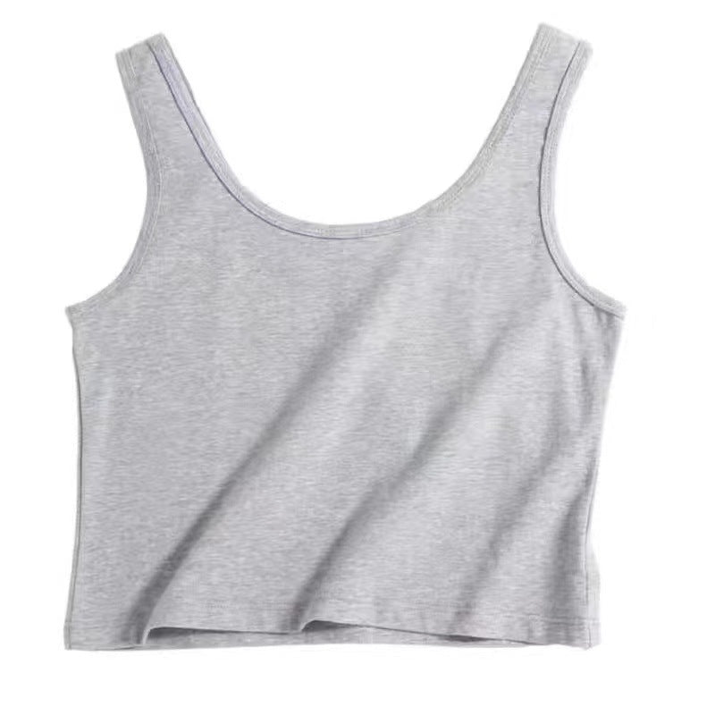 Flat-lay front shot of light gray Summer Femboy Crop Cami, femboy crop top.