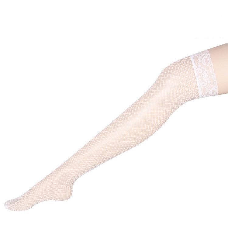 Lace Trim Fishnet Stockings