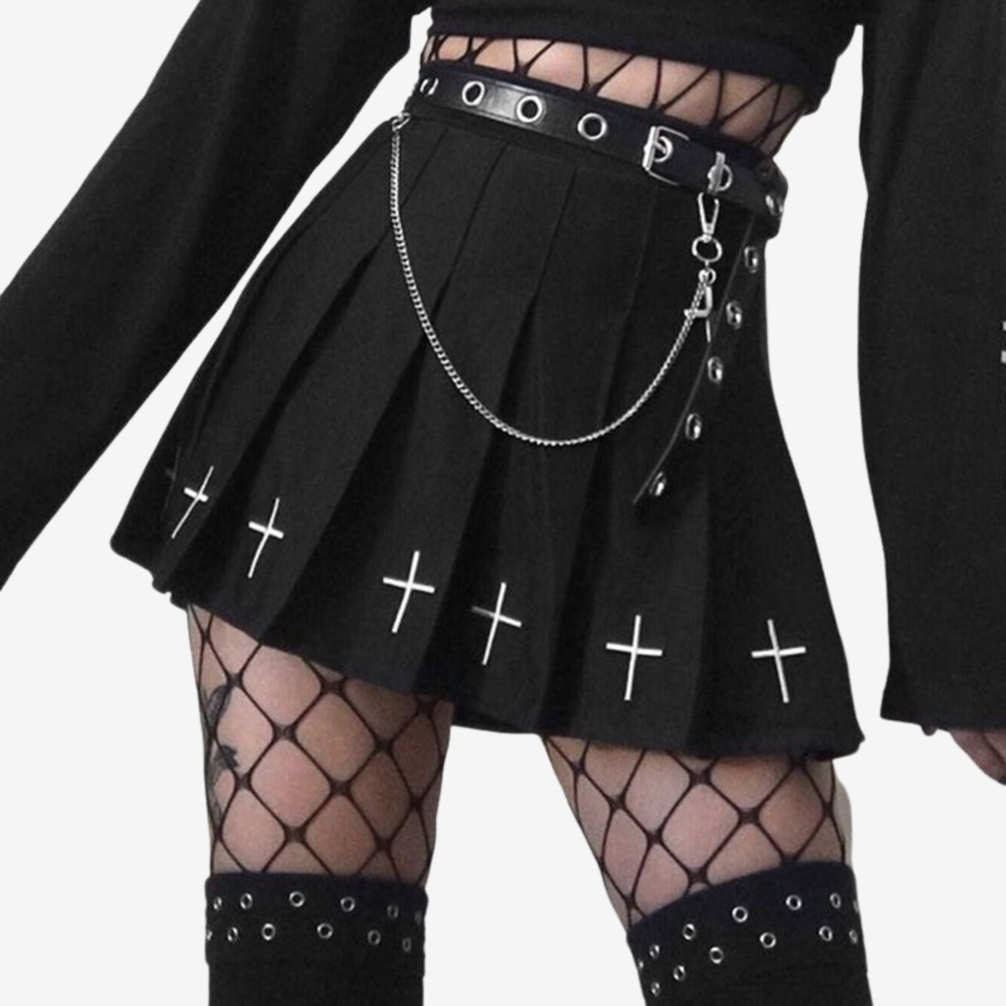 Gothic Cross Pleated Skirt