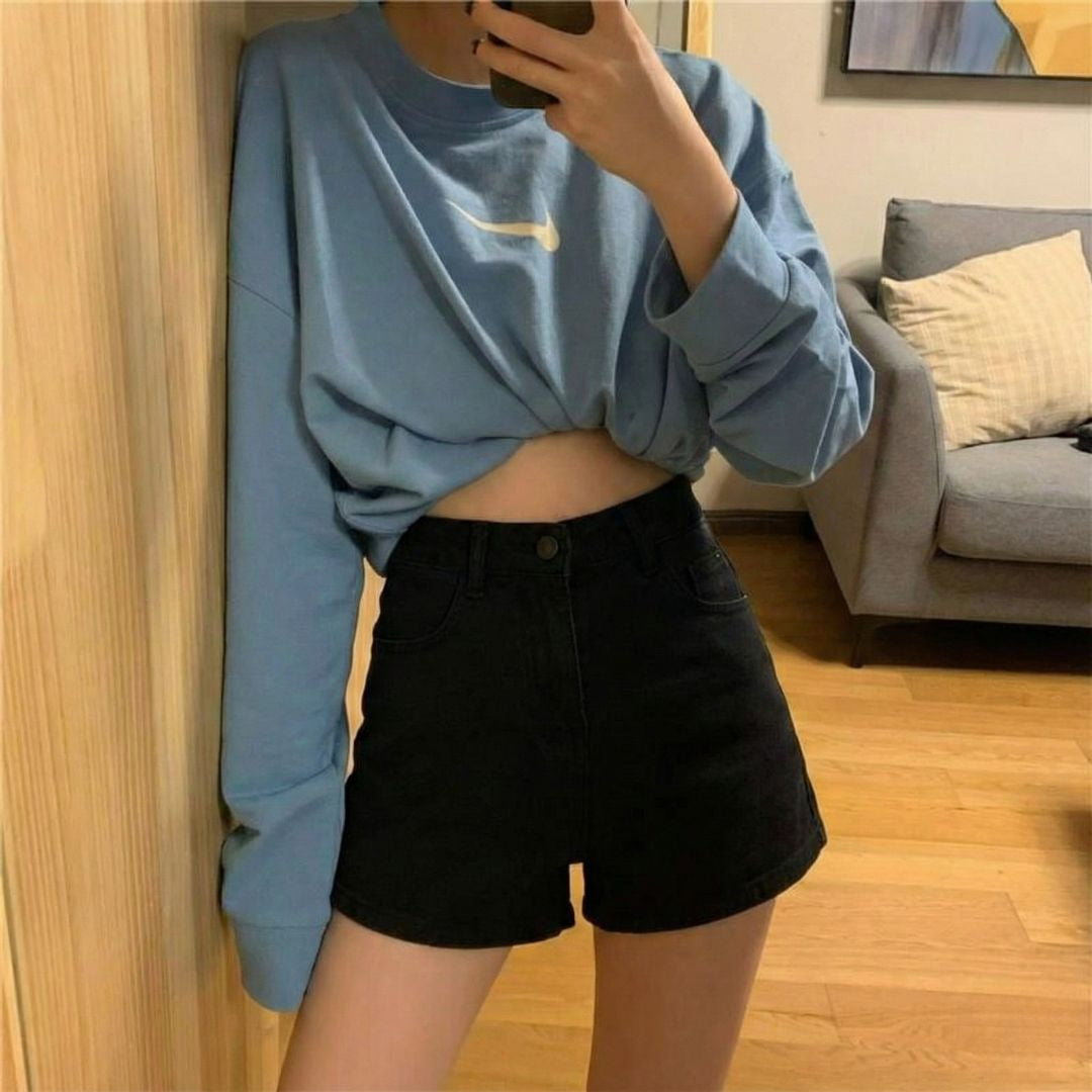 High-waisted Denim Shorts