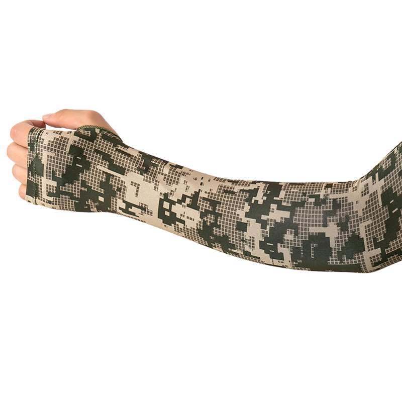 Femboy arm warmers army green camo ice silk stretchy sleeve