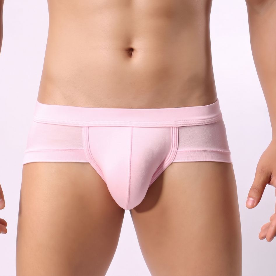 Femboy underwear pink contour pouch briefs low rise flattering on model