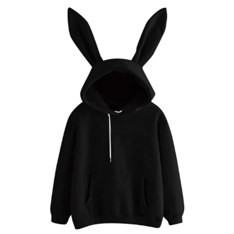 Black femboy hoodie with bunny ears, cute kawaii aesthetic zip-up sweatshirt from FemboyBox