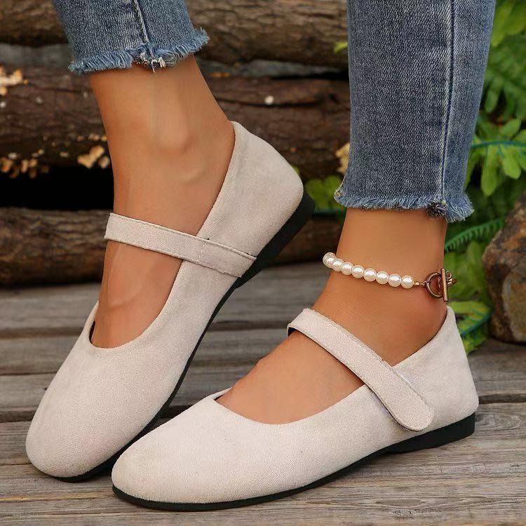 Femboy shoes white soft ballet mary jane flat square toe velcro product
