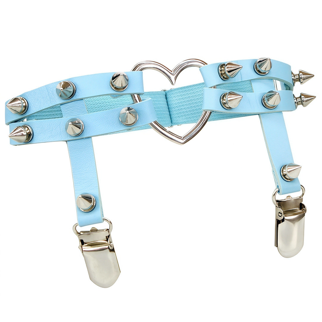 studded garter belt Our Goth 2pcs Heart & Studded Decor Garter Belt is such a vibe main image 0